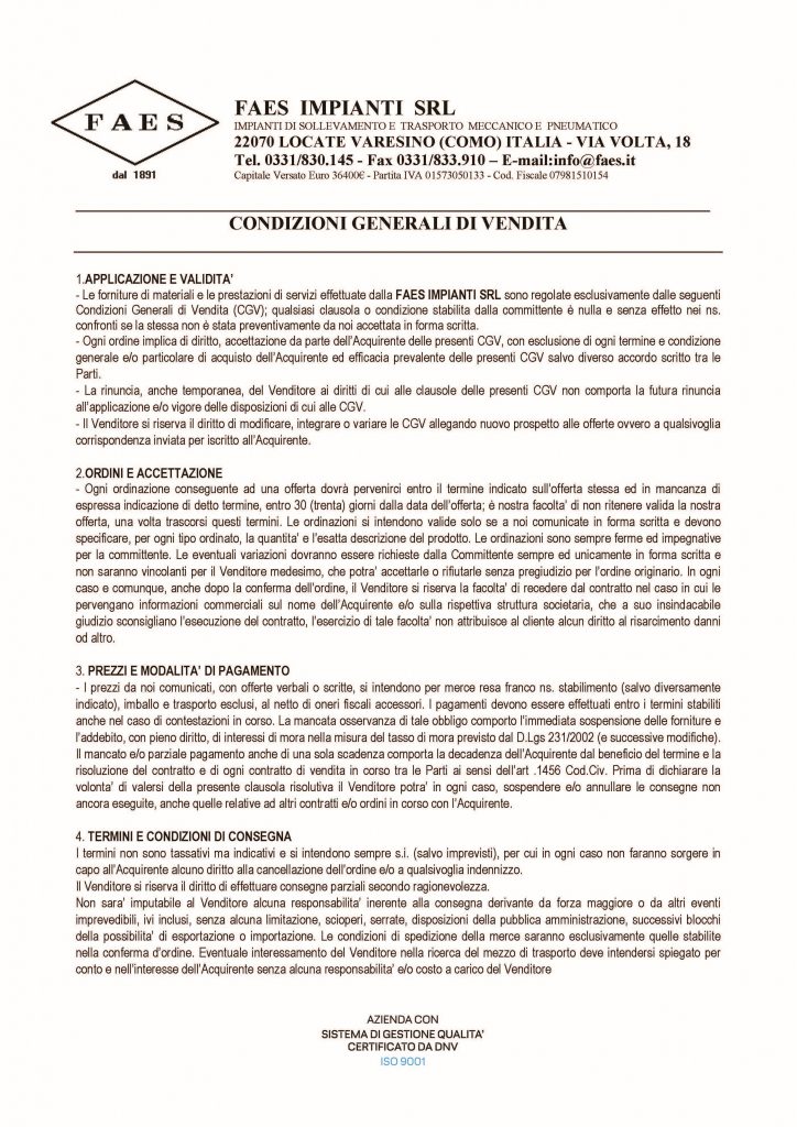 Condizioni Generali Di Vendita